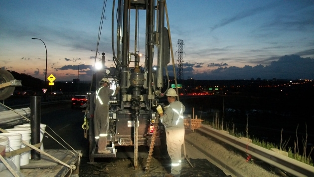 Drilling on the bridge