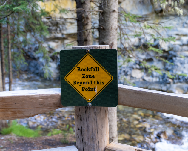 Warning signs at Troll Falls