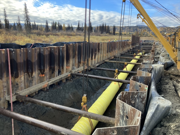 Sheet piles in the excavation