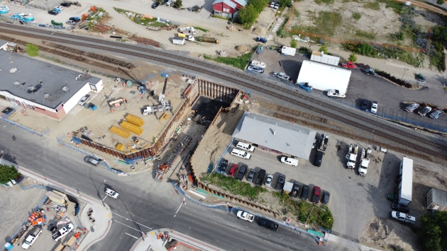 Aerial view of Ross Street Widening Construction