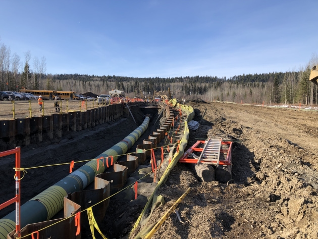 Sheet piles in the excavation