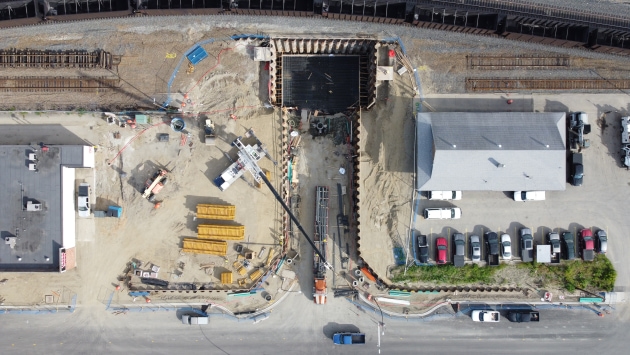 Aerial view of Ross Street Widening Construction