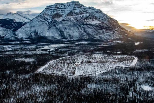 Aerial view of the footprint - credit to Parks Canada